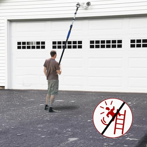 Karveden 28FT Reach Light Bulb Changer for High Ceilings with Pole, 5-20FT Light Bulb Extension Pole Changer with Baskets and Suction Cup for High Ceilings and Recessed Lights, Blue
