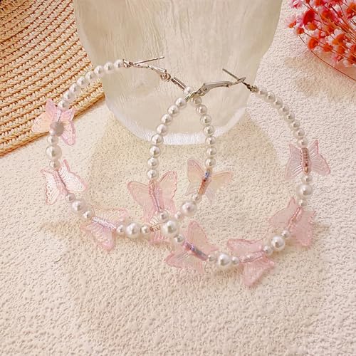 Gold Hoop Earrings for Women Rhinestone Butterfly Earrings Large Rhinestone Hoop Earring Butterfly Dress Trendy Birthday Christmas Gifts4