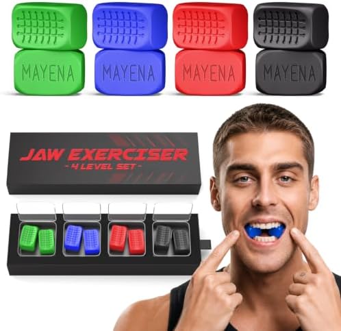 Jaw Exerciser for Men & Women - 4 Pack Set - Defines Facial Muscles