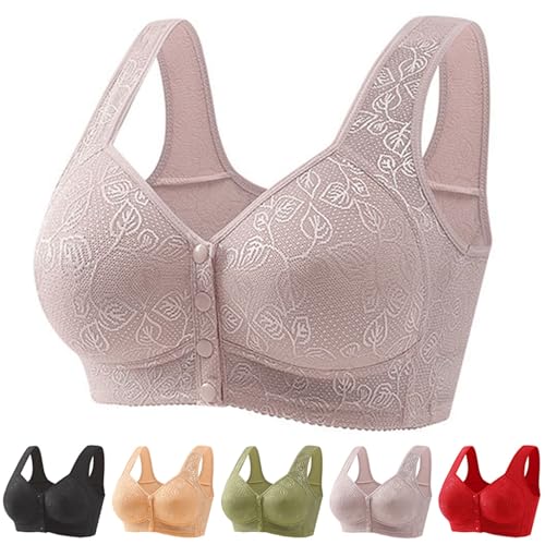 Sujetador push up de talla grande para mujer, sin espalda y sin tirantes, invisible, de algodón, para lactancia, cierre frontal, espalda cruzada, camisola para mujer, Morado (, 42