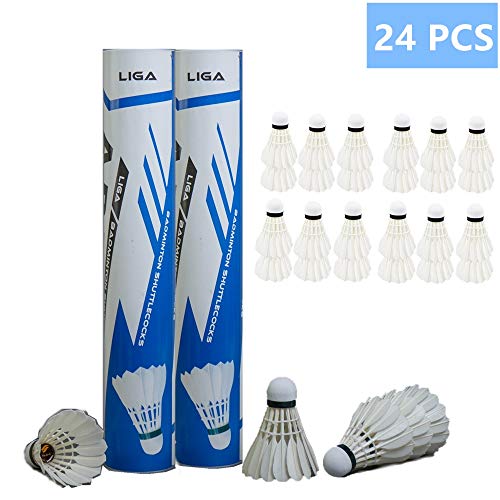 samyki 24PCS Premium Goose Feather Badminton Shuttlecocks, High Speed Badminton Birdies Balls, Great Stable & Durable Sports Training Badminton Balls for Indoor Outdoor Game