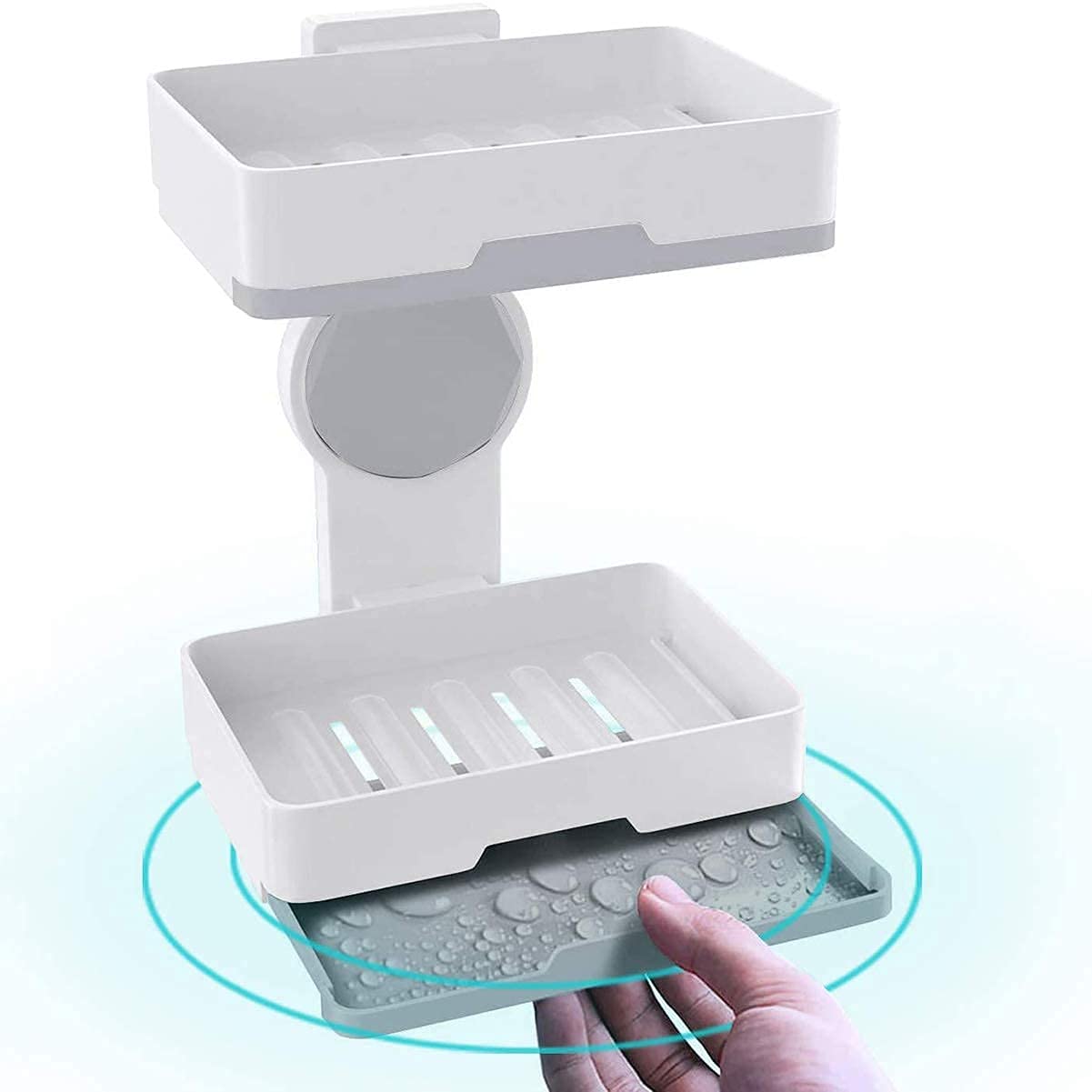 ABS Plastic Adhesive Soap Dish, Soap Dish for Shower with Drain, Soap Case Holder, Adhesive Wall