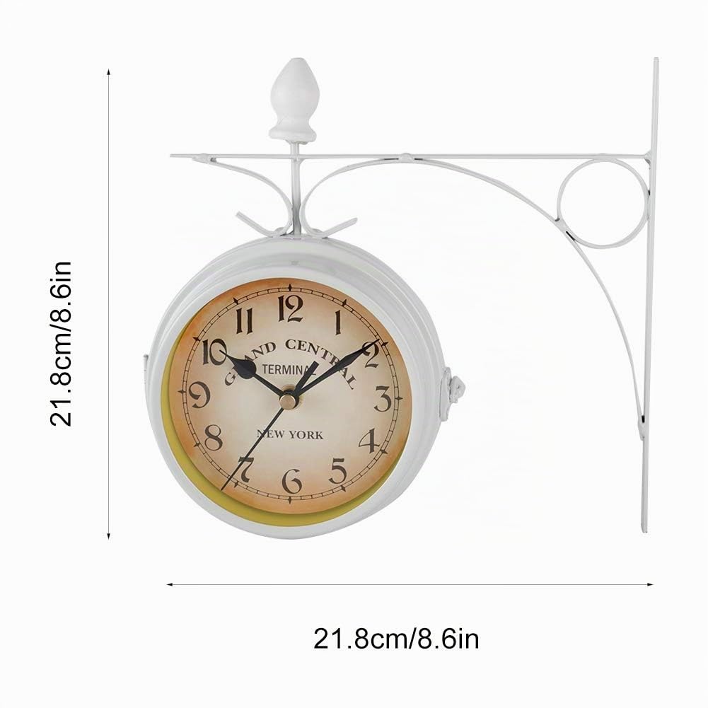 Haofy Orologio Da Parete Retrò Bifacciale Orologi Da Appendere in Ferro, Orologio Artistico per Interni Giardino Esterno Decorazione Domestica Matrimoni Silenziosi Anniversari