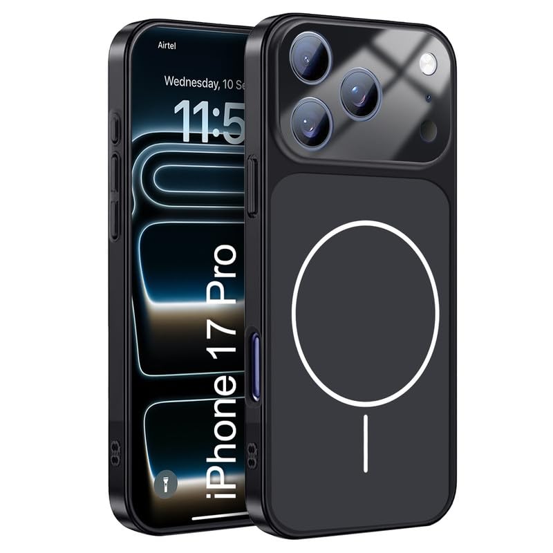 Image of LuxuryKase Converter Case for iPhone 17 Pro | Premium Protective MagSafe Cover | iPhone 17 Pro Series Style Design | in Built Camera Guard | Wireless Charging Compatible - Black