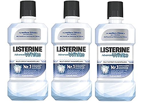 LISTERINE Advanced White | LISTERINE Mundspülung mit Whitening-Effekt | Für gesunde Zähne | 3er Pack (3 x 500 ml)