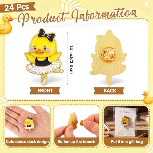 Hinly 24 Set Dance Gifts Bulk Include Ballet Duck Pins Brooches with You've Been Dance Ducked Greeting Card Inspirational Gift Accessories for Dancers Ballerina Party Favors (Black) by Hinly - Used condition - Image 2