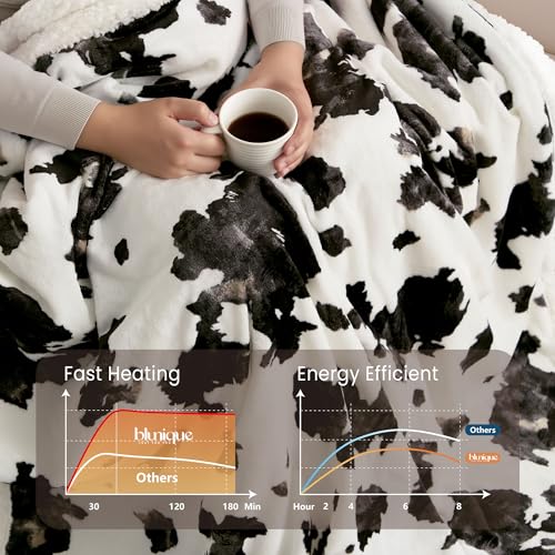 Image of Heated Blanket Throw Blanket - Fast Heating Electric Blanket, Soft Flannel Heated Throw with 4 Time Settings,10 Heating Settings, Warm Gifts for Women & Mom & Grandma