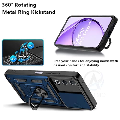 Image of AIBEX Back Cover for Oppo K12X 5G / Oppo A3 Pro 5G | D10 Tough Armor Case | Sliding Camera Shield | 360 Protection | Kickstand Ring Holder | Military-Grade Shockproof Bumper Case