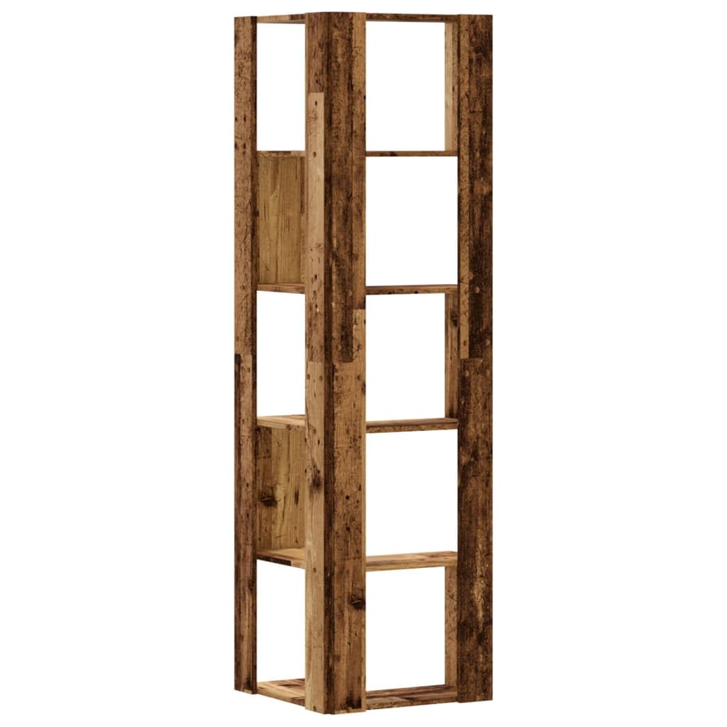 Generisch Eck-Bücherregal 5 Böden Altholz-Optik 50x50x179cm Holzwerkstoff,Möbel,Regalsysteme,Bücherregale Bücherschränke-852589