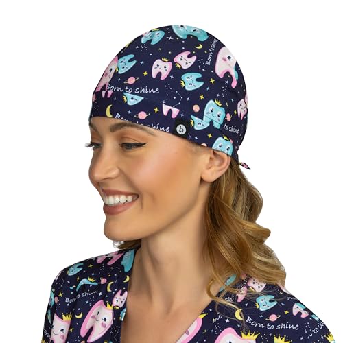 B-well Modena Op Haube Stoff OP Hauben mit Spandex Stoff für Ärzten, Krankenschwestern, Zahnärzten, Pharmazeuten, Tierärzten, Medizinischem Personal (1, Glänzen, Standard Size)