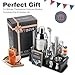 HMYBAR® 22-pc Cocktail Shaker Set(24oz/700ml) | Mixology Bartender Kit | Bar Tool Set | Martini Making Set with 39-Recipe Cocktail Cards & Kit's Deco, Bamboo Stand Black Color, Silver Tools