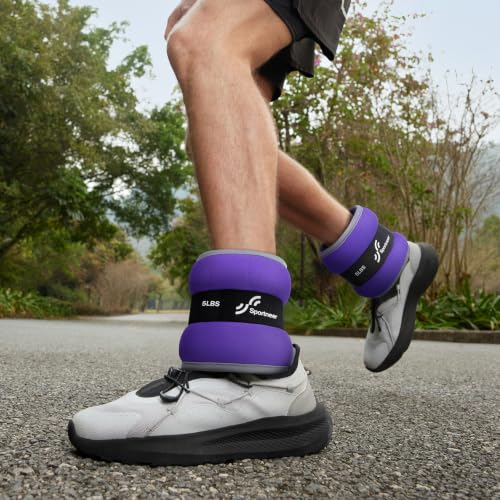 Image of Sportneer Ankle Weights Wrist Weights Pair of 1 /2 /4 /6 /10 LBS for Men Women Kids Strength Training Wrist and Ankle Weights Set with Reflective Strips for Dancing Running Walking Fitness Workout Gym