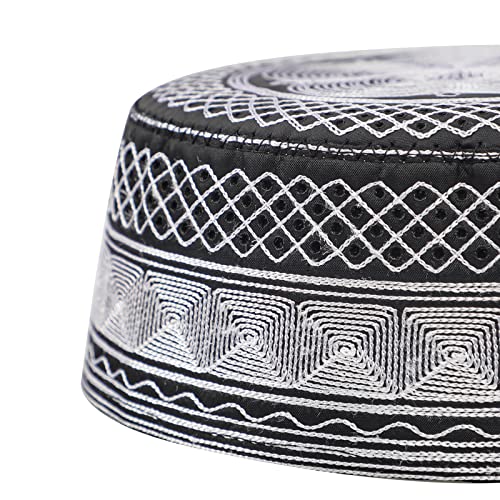 Image of Men Muslim Prayer Kufi Hat Prayer Headwear Cap Islamic Beanie Skull Cap Embroidery Kofia Topi Sun Hat