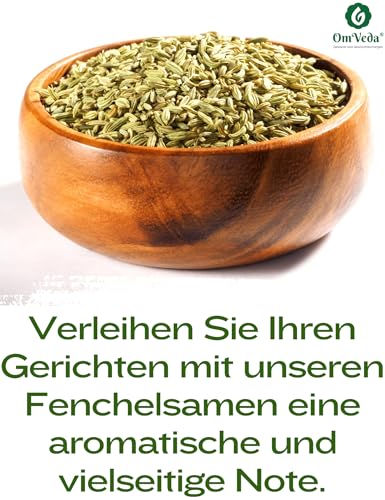 BIO Fenchelsamen 200g Fenchel Gewürz Fenchelsaat Fennel Seeds ganz | BIO-Qualität | Teegewürz Kräutertee Fencheltee | OmVeda Gewürze | Für Küche und Tee