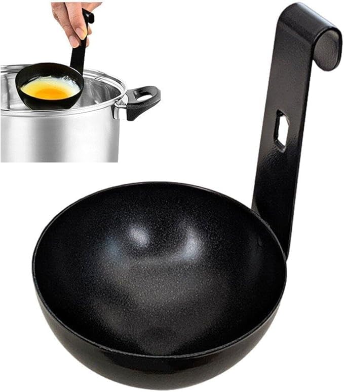1 Pcs Hanging Egg Cup Non-Stick Egg Poaching Mold with Hook Handle – Heat-Resistant Poach Pod for Stove or Steamer Easy-To-Use Egg Cooker Pan for Perfect Poached Eggs.-image-3