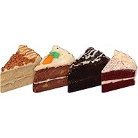 Vista 4 de Our Specialty Pastel variado de doble capa de 8 pulgadas con caramelo, zanahoria, chocolate y pastel de terciopelo rojo, 46 onzas