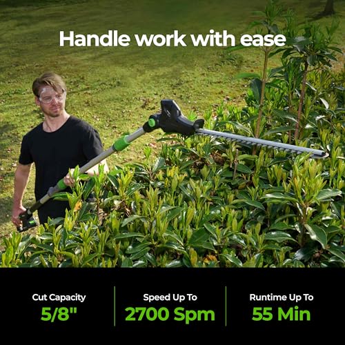 Image of NovorikX Pole Hedge Trimmer Cordless 20V with Battery Powered 20-Inch Electric Hedge Trimmers 15-FT Reach with Extension Pole Multiple Angles for Shrubs Pruning Bush Trimmer