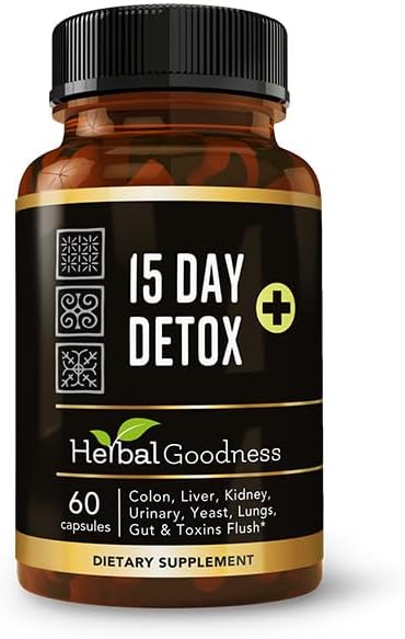 Herbal Goodness Cápsulas de desintoxicación de 15 días (60 cápsulas)  15 días de limpieza intestinal y colon cápsulas de desintoxicación, suplemento