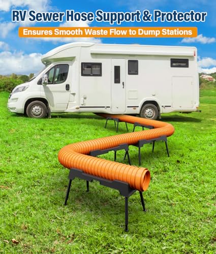 Image of PAHTTO RV Sewer Hose Support, 10FT Heavy-Duty Camper Waste Hose Holder with 5 Foldable Sections, Adjustable & Stable Waste Drainage Support with Strap, Stackable & Weather-Resistant (Patent Pending)