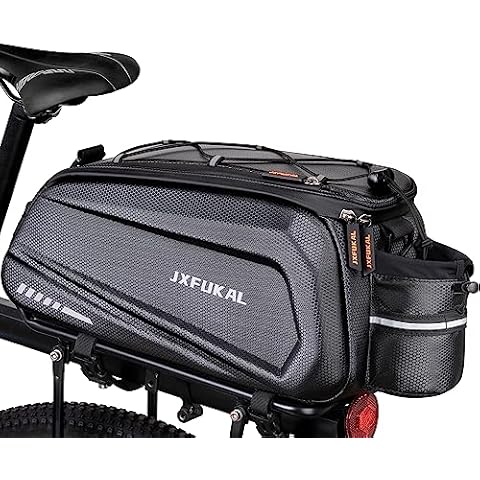 JXFUKAL Bike Bags for Bicycle Rear rack - 9.5L/17L/40L Hard Shell Waterproof Bike Ebike Trunk Pannier Saddle Seat Bag Carrier with Reflector, Rain Cover & Shoulder Strap for Commuter Travel Outdoor Cover
