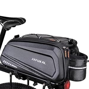 JXFUKAL Bike Bags for Bicycle Rear rack – 9.5L Hard Shell Waterproof Bike Ebike Trunk Pannier Saddle Seat Bag Carrier with Reflector, Rain Cover & Shoulder Strap for Commuter Travel Outdoor
