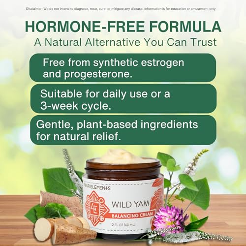 Image of Four Elements Wild Yam Balancing Cream 2oz | Organic Yam Root for Women | 2023 Herb Symposium Award Winner | Black Cohosh, Red Clover Blend Vitex, Shea Butter & Beeswax | USA Made | All Skin Types