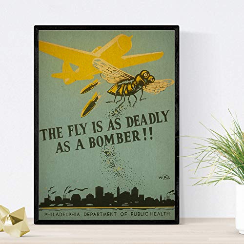 Nacnic Vintage Poster Vintage poster public health. Fly dangerous. A3 size, 42L x 29.7W cm - Image 2