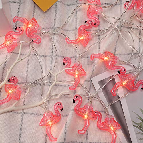 Pink Flamingo String Lights, 30 LEDs 9.84 Feet Battery Operated Flamingo Fairy Lights Tropical Themed Strung Light for Party Home Wedding Garden Bedroom Apartment Decoration