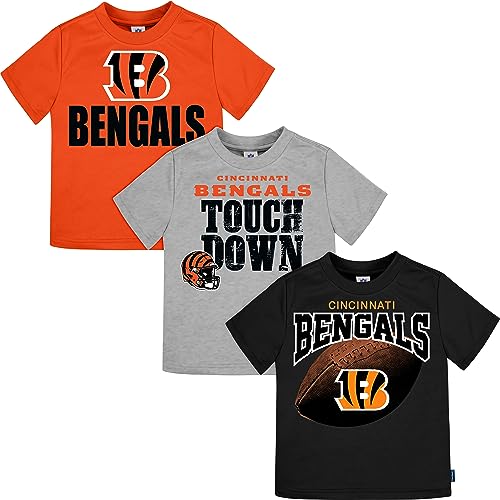 NFL Baby Toddler Boys' 3-Pack Short Sleeve Tee Shirts, Cincinnati Bengals, 12 Months