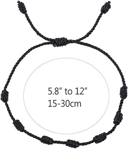 Miniatura 2 de 6 pulseras hechas a mano con nudos rojos y negros para protección y buena suerte, pulseras ajustables de cuerda de la amistad de Cabalá para mujeres