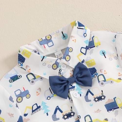 Image of CIYCUIT Toddler Baby Boys Shorts Set Short Sleeve Button Down Shirt + Shorts Pants 2 Pieces Summer Print Clothes Outfits