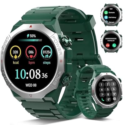Qecnato - Reloj Inteligente Hombre Mujer 1 39" Smartwatch con Llamada Militar Smart Watch con 112 Modos Impermeable IP68 Reloj Deportivo con Podómetro/Monitoreo de Sueño/Pulsómetro para Android iOS Verde