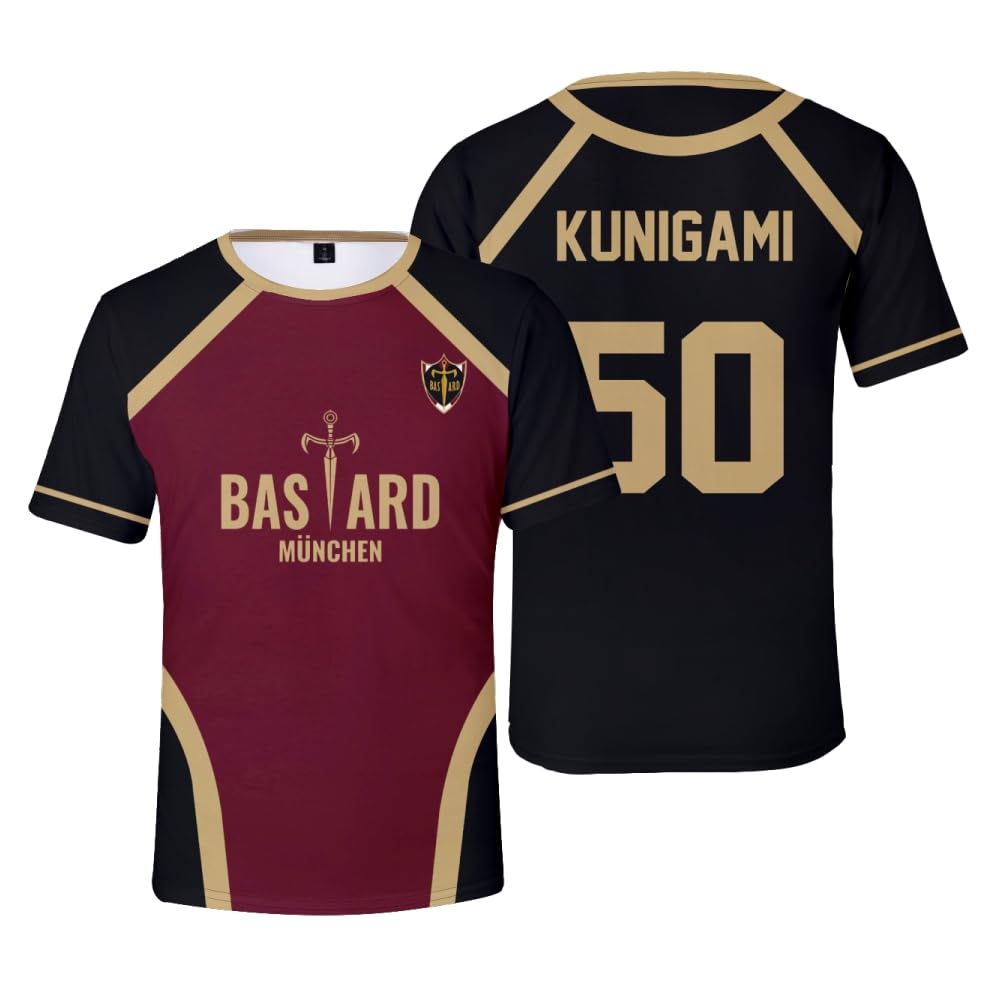 Blue Lock Munchen Yoichi Isagi T-Shirt Black Casual Short Sleeved Tee Merch