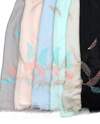 NYFASHION101 Women's Floral Embroidered Spring Scarf Shawl Wrap4