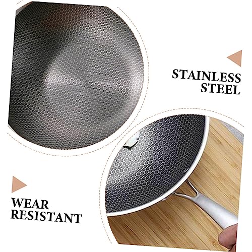 JECOMPRIS Stainless Steel Honeycomb Wok Ergonomic Handles Induction Compatible Frying Pan for Cooking Non-Stick Kitchen Accessory for Electric and Gas Stoves - Thumbnail 5