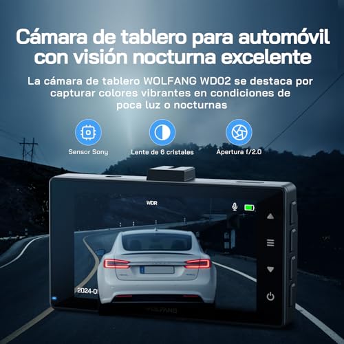 Miniatura 4 de WOLFANG Dashcam, Cámara de Coche Delantera y Trasera 2.5K QHD, Dash Camera para Coches de 170º Gran Angular Monitor de Aparcamiento 24H con Grabación en Bucle y Sensor G