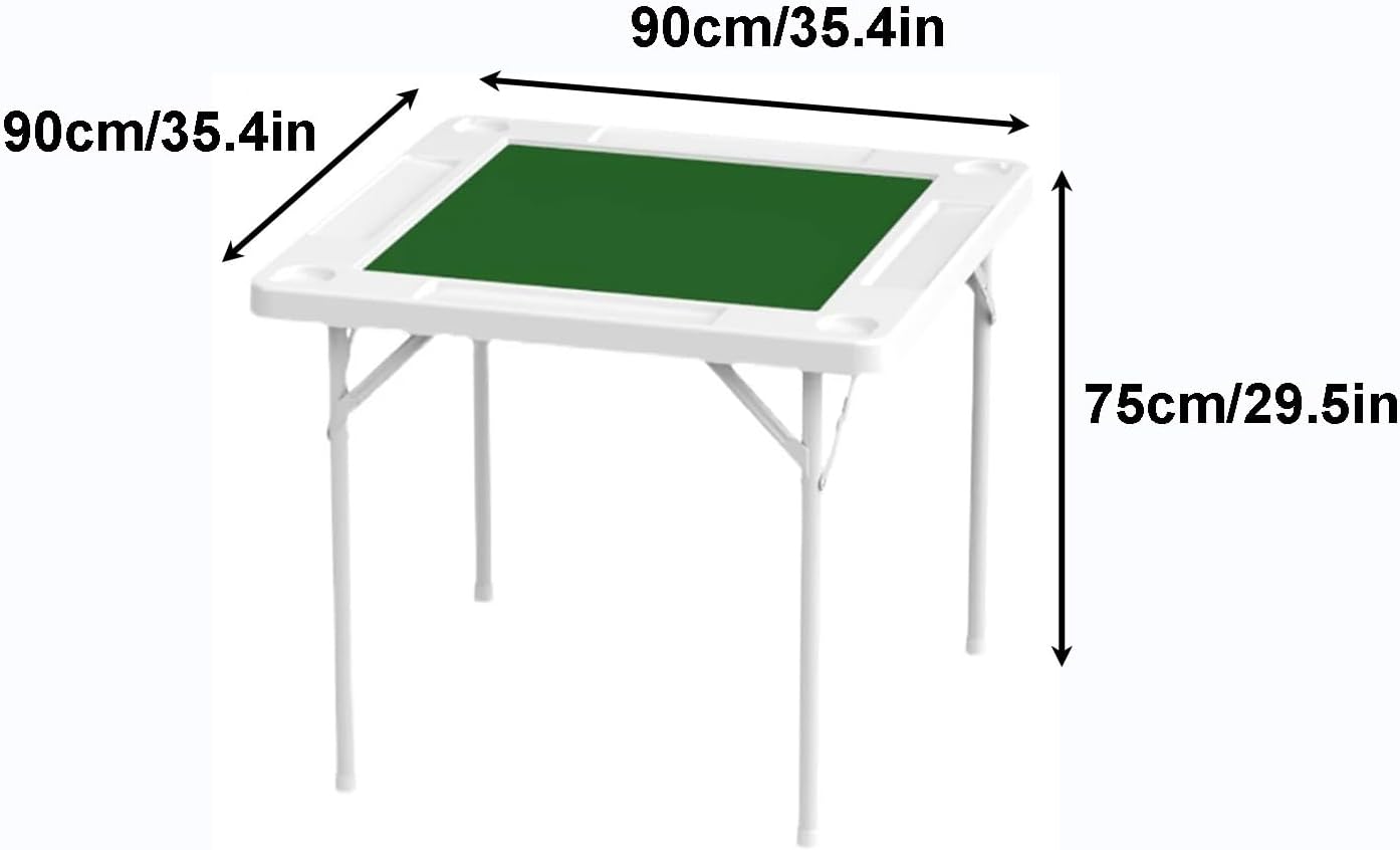 Plastic Material with Foldable Mahjong Table, Card Slot Design, Thickened Panel Mahjong Table, Honeycomb Mechanical Structure, for Home Party Apartment(90cm/35.4in)