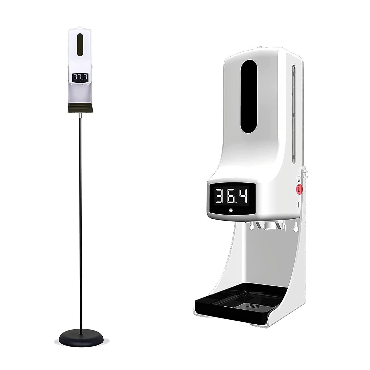 SIMPLETEK - Termoscanner a Infrarossi con Piantana Regolabile e Dispenser Gel Igienizzante Mani | Rilevamento Automatico Temperatura Corporea
