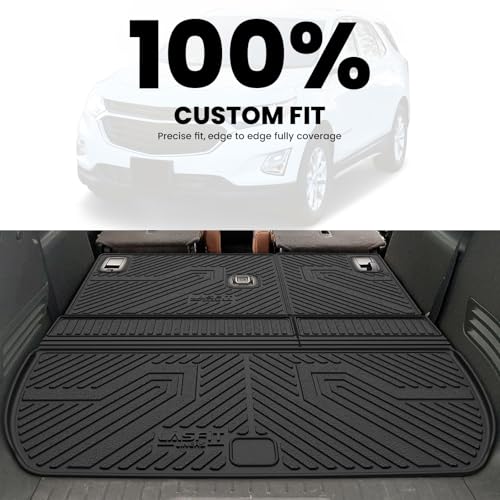 Image of LASFIT Trunk Mat with Backrest Mat for Chevrolet Chevy Traverse 2009-2017 | Buick Enclave 2008-2017, All Weather TPE Custom Fit Cargo Mat Trunk Liner with Backrest Mat, Black