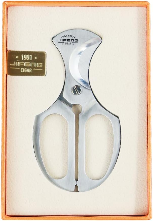 Cigar Cutter Stainless Steel Scissors Portable Travel Slicer Metal Pocket Smoking Accessories Tool Case(B)