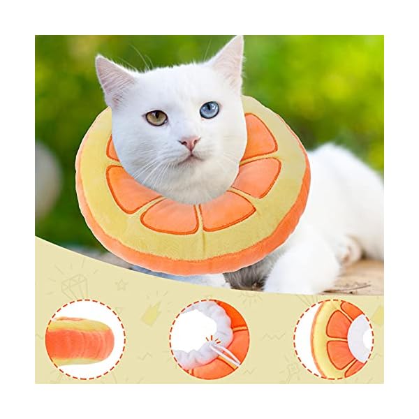 Frienda 2 pieces adjustable cat cone collar soft cat recovery collar cute cat elizabethan collars pet neck cone for kitten and small dogs, orange and watermelon - image 5