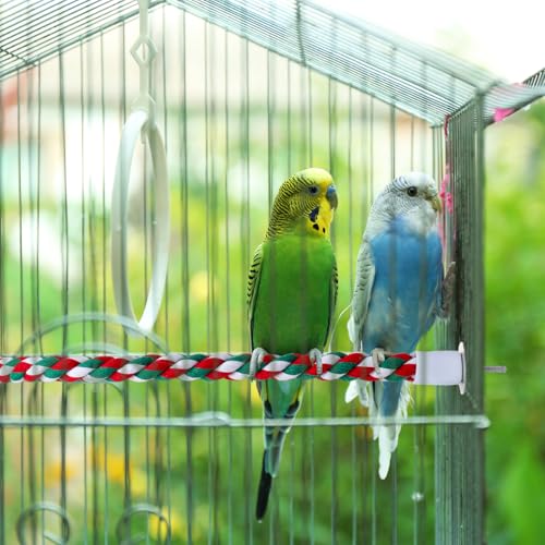 Novabright 6Pcs 24.5 Inch Bird Rope Perch Stand Bendable Large Bird Swing Perch Parrot Climbing Standing Toys Cage Accessories for Parakeet, Cockatiel, Budgie, Lovebirds