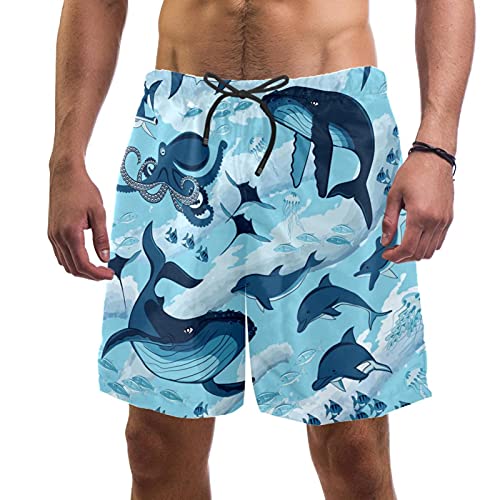 Short de surf bleu marine taille S motif vague et dauphin