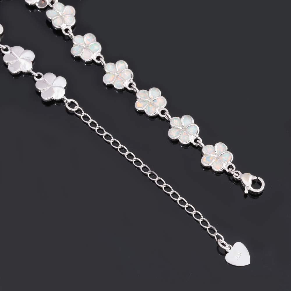 CiNily Adjustable Tennis Bracelet-Oval or Flower Shape White Gold/Sterling Silver Plated Opal Bracelet for Women Girls Gemstone Bracelets