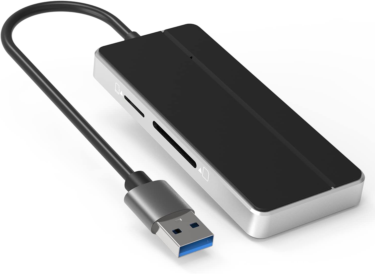 TOPESEL 5 in 1 Ultra Slim USB 3.0 Hub, Data Hub with 3-Port USB 3.0 & SD/TF Card Reader Port and Extra DC Power Cable for Laptop, USB Flash Drive, Hard Disk, Mouse etc, Black/Silver