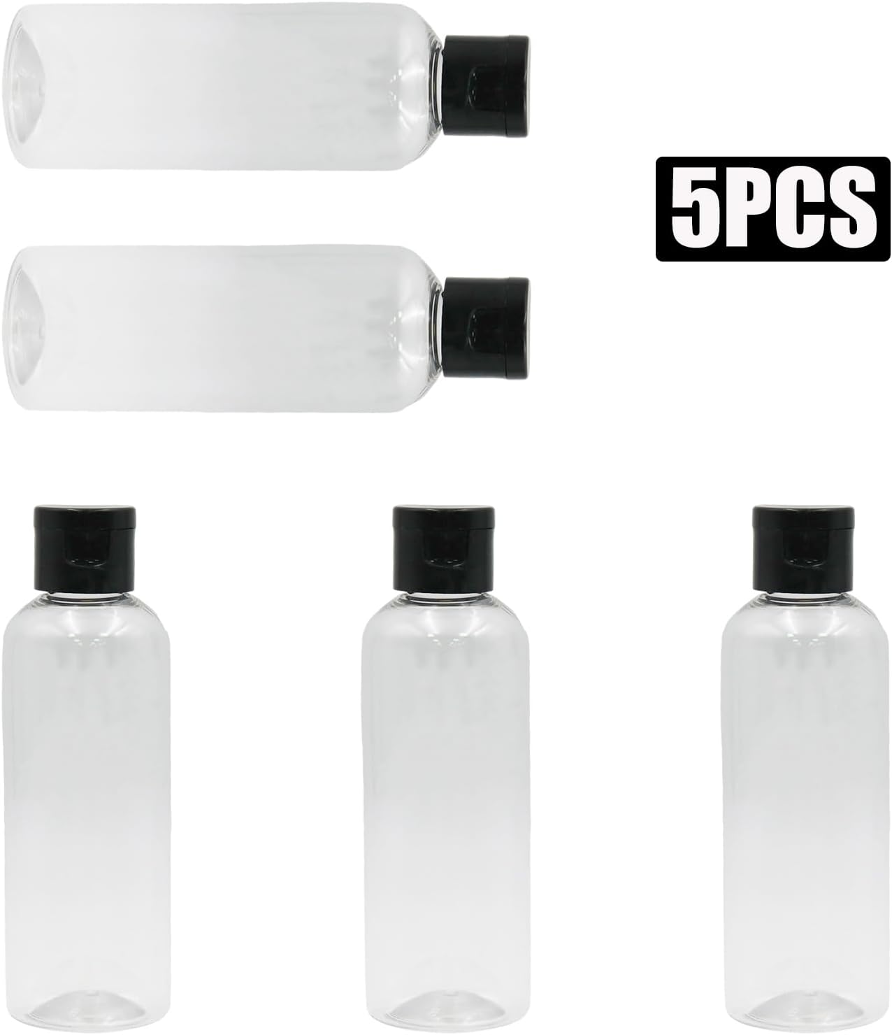 5 Pcs Transparent Travel Size Bottles, 3.4oz Travel Size Containers with Labels, Refillable Liquid Containers for Travel/Travelers/Toiletries