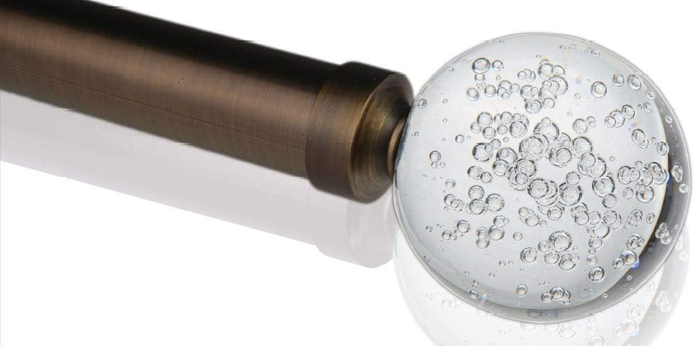 Drapery Curtain Round Crystal Metal Finial for 1 3/8" Diameter Drapery Rod - Brown - Set of 2