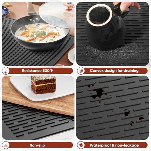 Image of Stove Top Covers for Electric Stove, Glass Cooktop Protector 30''L x 21''W | Waterproof Foldable Anti-Slip Heat Resistant Induction Silicone Stove Mat, Camper RV Stovetop Cover, Kitchen Dish Drying Mat