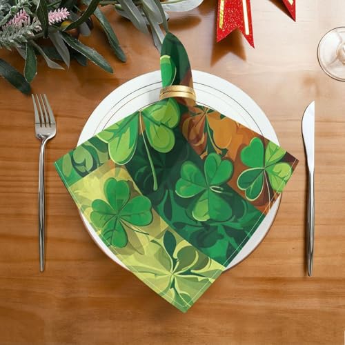 Servilletas de Tela YETTASBIN St. Patrick's Day Clover Set x4 miniatura 2