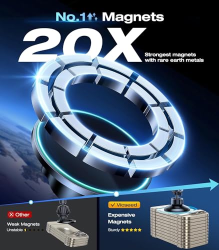 Image of VICSEED for MagSafe Car Mount [Upgraded Strongest Magnet Power] Magnetic Phone Holder for Car Vent 360 Adjustable Magnetic Car Phone Holder Mount for iPhone 16 Pro Max 15 14 13 12 Plus Mini